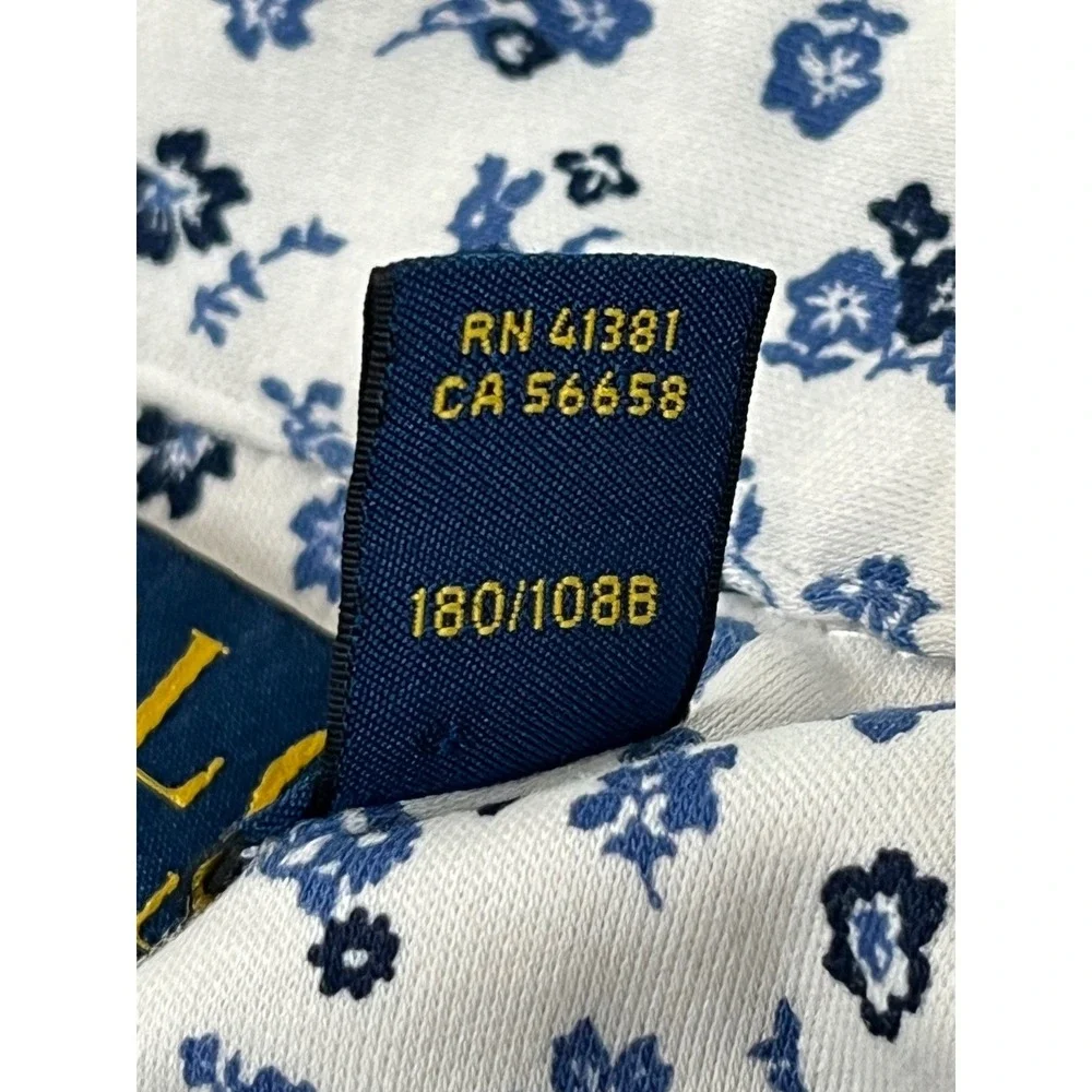 Polo Ralph Lauren Polo Shirt Men's 2XB White Blue Floral Cotton Short sleeve EUC